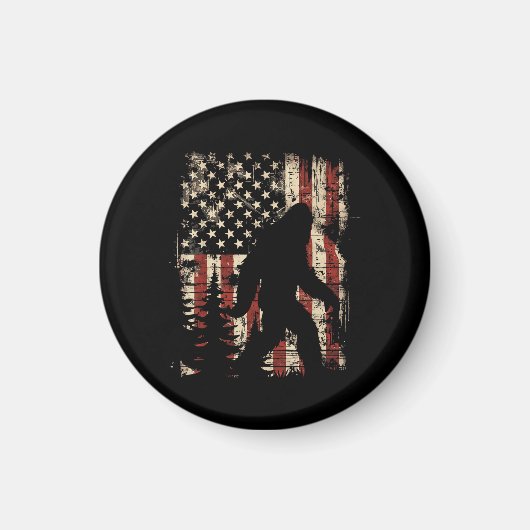Bigfoot Sasquatch America Flag Patriotic Men Women マグネット (正面)