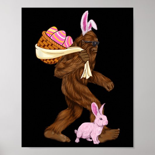Bigfoot Sasquatch Bunny Easter Rabbit Bysket Hunti ポスター (正面)