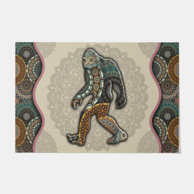 Bigfoot Sasquatch DoorMat, Funny Bigfoot ドアマット (正面)