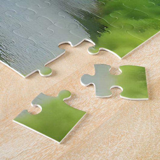 Bigfoot Sasquatch Double Exposure with Forest ジグソーパズル (側面)