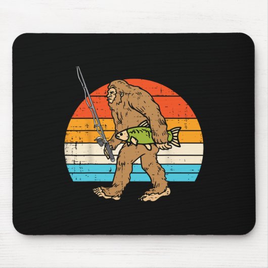 Bigfoot Sasquatch Fishing Retro Fisherman Men Wome マウスパッド (正面)