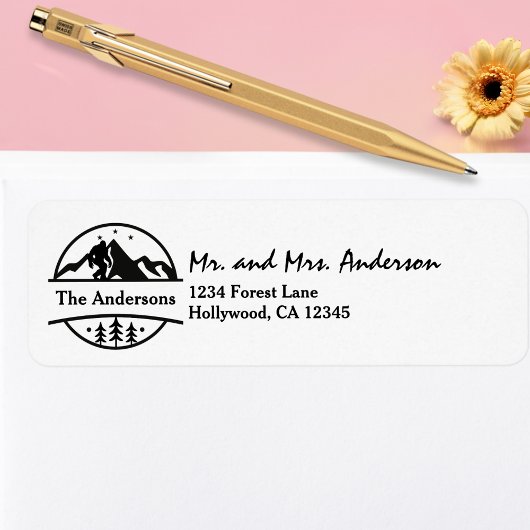 BigFoot Sasquatch Forest Mountains Custom Addres ラベル