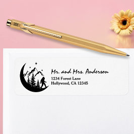 BigFoot Sasquatch Moon Forest Fun Return Address  ラベル