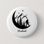 BigFoot Sasquatch Moon Forest Mountains Custom  缶バッジ (正面)