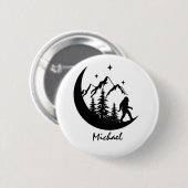 BigFoot Sasquatch Moon Forest Mountains Custom  缶バッジ (正面&裏面)