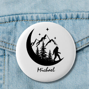 BigFoot Sasquatch Moon Forest Mountains Custom  缶バッジ