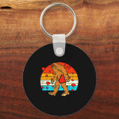 Bigfoot Sasquatch Retro Heart Funny Valentines Day キーホルダー (正面)