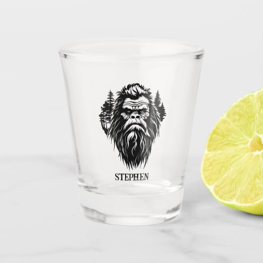 Bigfoot Sasquatch Rustic Personalized Name ショットグラス (正面)