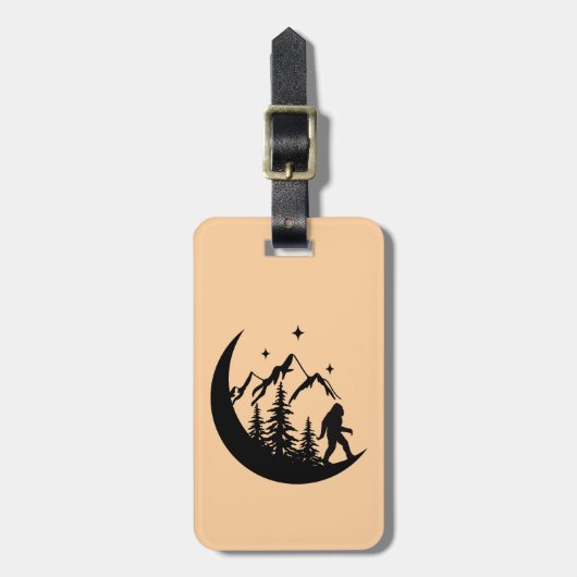 BigFoot Sasquatch Squatchy Forest Mountain QR Code ラゲッジタグ (正面縦)