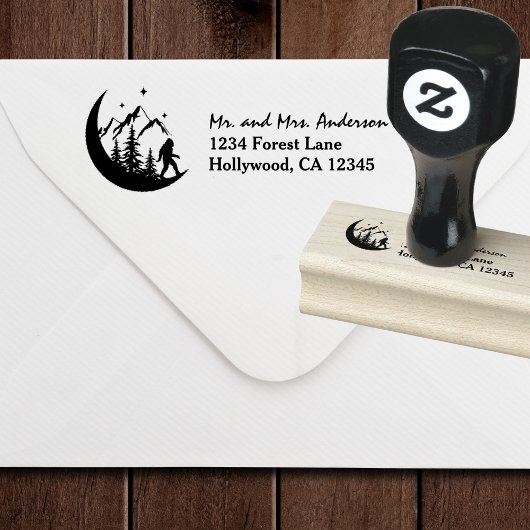 BigFoot Sasquatch Squatchy Forest Mountains Moon ラバースタンプ