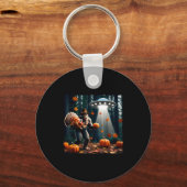 Bigfoot Sasquatch Turkey Ufos Funny Thanksgiving D キーホルダー (正面)