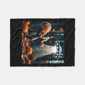 Bigfoot Sasquatch Turkey Ufos Funny Thanksgiving D フリースブランケット (正面(横))