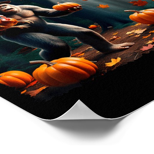 Bigfoot Sasquatch Turkey Ufos Funny Thanksgiving D ポスター (角)