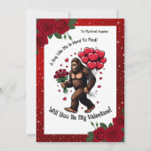 Bigfoot Sasquatch Valentine Romantic Red Glitter  シーズンカード (正面)