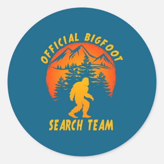 Bigfoot Search Team Sasquatch Yeti Funny  ラウンドシール (正面)