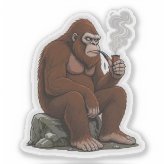 Bigfoot Smoking a Pipe シール (正面)