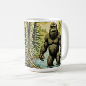 Bigfoot standing in Water Cartoon コーヒーマグカップ (正面右)