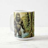 Bigfoot standing in Water Cartoon コーヒーマグカップ (正面左)