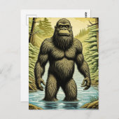 Bigfoot standing in Water Cartoon ポストカード (正面/裏面)
