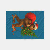 Bigfoot Stealing Christmas Tree Lights Xmas Boys M フリースブランケット (正面(横))