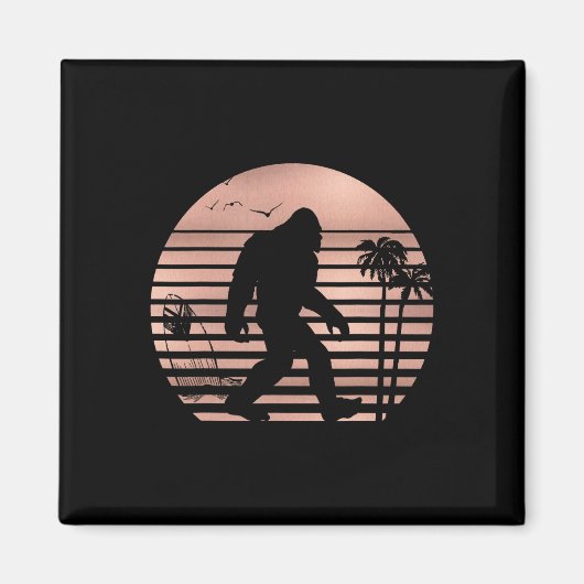 Bigfoot Surfing Shirt Funny Summer Apparel Tee Ros マグネット (正面)