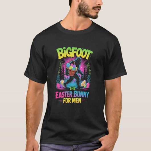 Bigfoot The Easter Bunny Men's Tee Sasquatch  Tシャツ (正面)