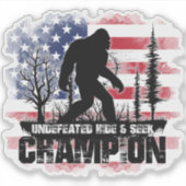 Bigfoot Undefeated Hide & Seek Champ American Flag シール (正面)