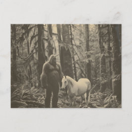 Bigfoot UnicornとHorse in the Forestポストカード ポストカード