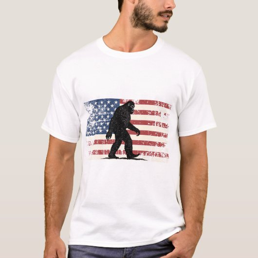 Bigfoot US Flag - Men Women Kids - Sasquatch Tシャツ (正面)