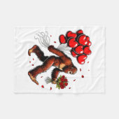 Bigfoot Valentines Day Funny Sasquatch Hearts Love フリースブランケット (正面(横))