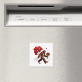 Bigfoot Valentines Day Funny Sasquatch Hearts Love マグネット (インサイチュ (食洗機))