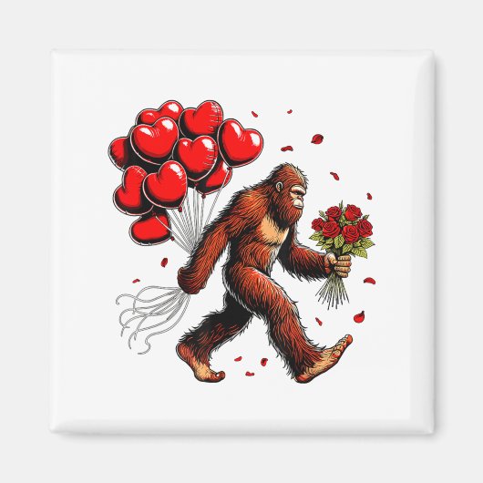 Bigfoot Valentines Day Funny Sasquatch Hearts Love マグネット (正面)