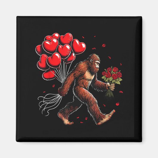 Bigfoot Valentines Day Funny Sasquatch Hearts Love マグネット (正面)