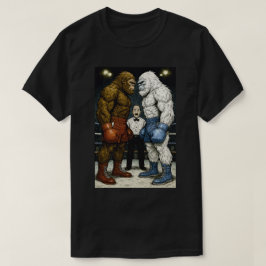 Bigfoot Vs Yeti、ボクシングの試合、A.I漫画アート Tシャツ