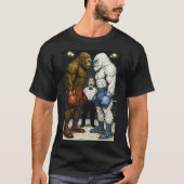 Bigfoot Vs Yeti、ボクシングの試合、A.I漫画アート Tシャツ (正面)