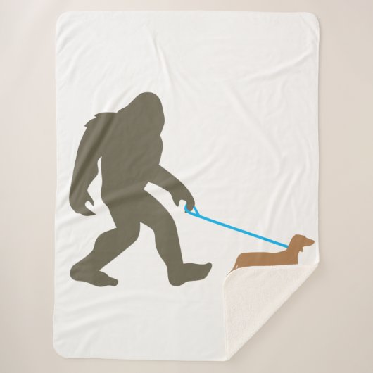 Bigfoot Walking Dachshund Sasquatch Doxie Dog Gift シェルパブランケット (正面)