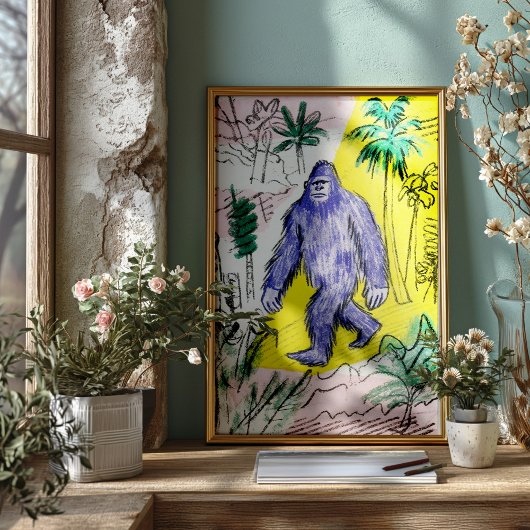 Bigfoot Walking Poster Print Wall Art ポスター