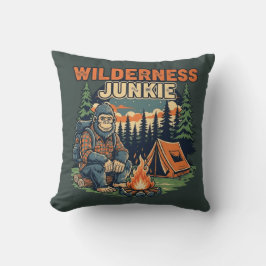 Bigfoot wilderness junkie retro design クッション