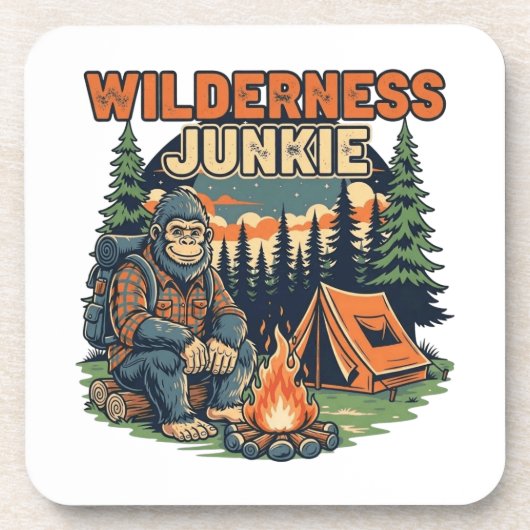 Bigfoot wilderness junkie retro design コースター (正面)
