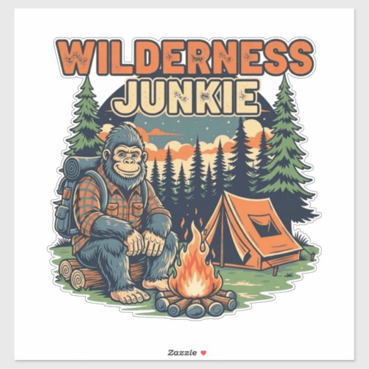 Bigfoot wilderness junkie retro design シール (シート)