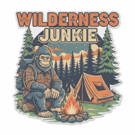 Bigfoot wilderness junkie retro design シール (正面)