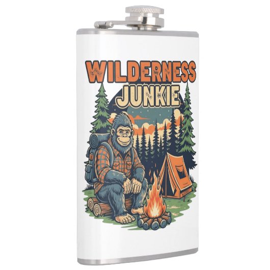 Bigfoot wilderness junkie retro design フラスク (右)