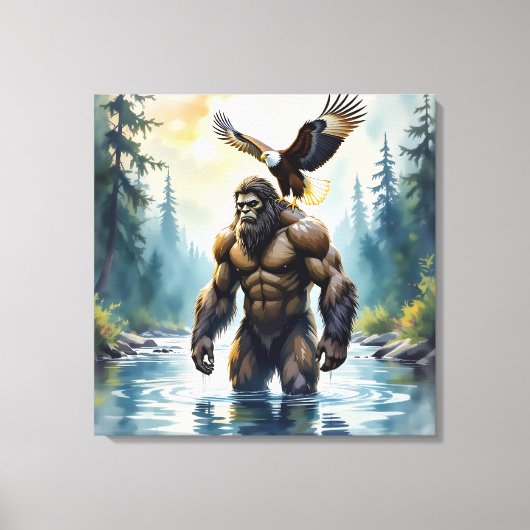 Bigfoot with an Eagle on his Shoulder  キャンバスプリント (正面)