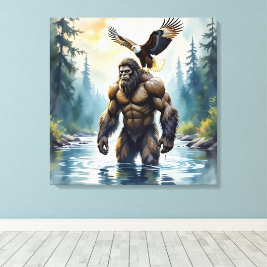 Bigfoot with an Eagle on his Shoulder  キャンバスプリント (インサイチュ (ウッドフロア))
