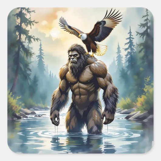 Bigfoot with an Eagle on his Shoulder スクエアシール (正面)