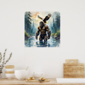 Bigfoot with an Eagle on his Shoulder  ポスター (キッチン)