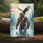 Bigfoot with an Eagle on his Shoulder Birthday カード