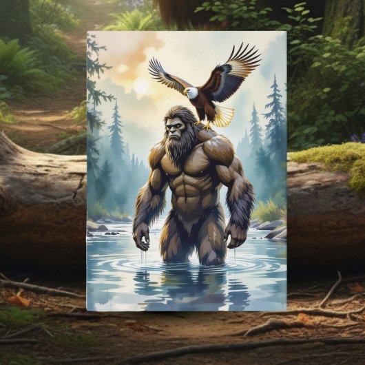 Bigfoot with an Eagle on his Shoulder Birthday カード