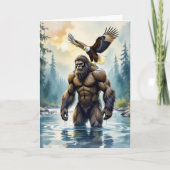 Bigfoot with an Eagle on his Shoulder Birthday カード (正面)