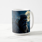 Bigfoot with Glowing Eyes and Owl on his Shoulder コーヒーマグカップ (正面右)